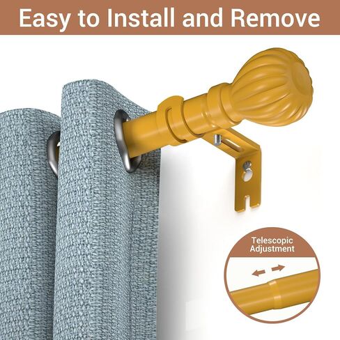 Metal Curtain Rods for Windows, 46-96 inch Cortineros Para Ventanas, Heavy Duty Metal Curtain Rod with Brackets in Saudi Arabia