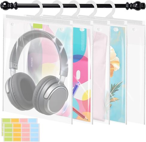 30 PCS Hanging Storage Bags with Hanger 11.8 x 15.7 inch Headphone Organizer Bags Scrapbook Paper Organizer Large Hook Waterproof & Dustproof Clear Plastic Bag Reusable for Classroom, and Pharmacy Use in Kuwait