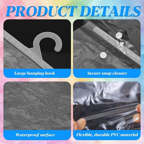 30 PCS Hanging Storage Bags with Hanger 11.8 x 15.7 inch Headphone Organizer Bags Scrapbook Paper Organizer Large Hook Waterproof & Dustproof Clear Plastic Bag Reusable for Classroom, and Pharmacy Use in Kuwait