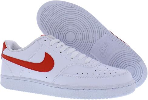 حذاء Nike Court Vision Lo Nn الرجالي مقاس 12، اللون: أبيض سحابي/أحمر بيكانتي-أبيض in Saudi Arabia