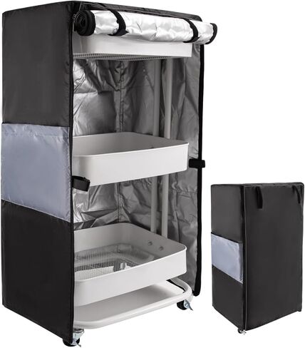 غطاء عربة المرافق، غطاء غبار واقٍ متعدد الوظائف للمطبخ في الهواء الطلق وعربات المكتب المتدحرجة وعربة قابلة للطي مع جيوب تخزين حميمة، هدايا للرجال والنساء 17 بوصة طول × 13 بوصة عرض × 31 بوصة ارتفاع in Kuwait