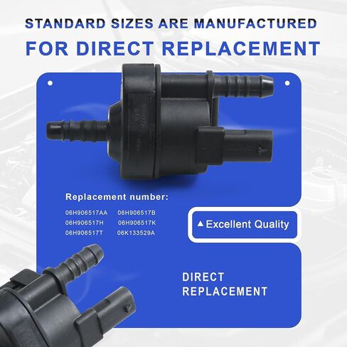 06H906517AA 06H906517B علبة بخار تطهير صمام الملف اللولبي متوافق مع أودي A3 A4 A5 A6 Q3 TT VW Golf Jetta Passat Scirocco Sharan Tiguan Beetle CC Eos Seat Skoda 2.0T in Kuwait