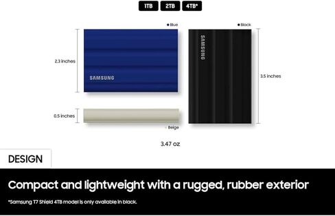 محرك الأقراص الصلبة المحمول Samsung MU-PE1T0S/AM T7 Shield سعة 1 تيرابايت 2022 أسود - (عبوتان) in Saudi Arabia