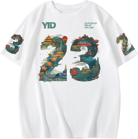 YTD Graphic T-Shirts for Men Women Short Sleeve 23 Print Summer Top Tee in Kuwait