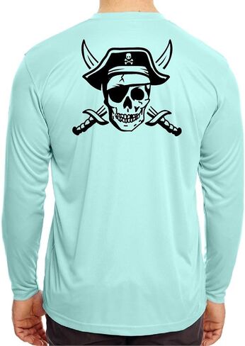 Fishing Pirate Long‑Sleeve T‑Shirt for Men – Pirate Fish Graphic Shirt | Moisture‑Wicking UPF 30+ Performance | Quick‑Dry, Durable | Funny Gift for Anglers in Saudi Arabia