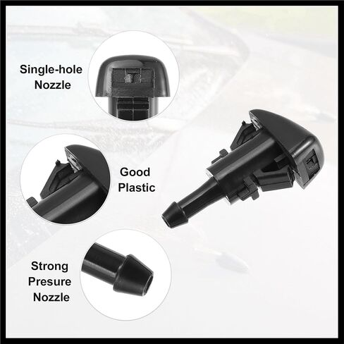 Car Windshield Washer Nozzle Wiper Spray Jet Fit for Jeep Compass 2007-2017 5303833AA/5116079AA - Pack of 4 Black Durable Material in Saudi Arabia