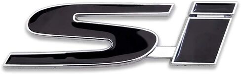 Chrome Metal Si Logo Car Emblem Premium 3D Rear Trunk Badge Racing Sport Sticker Turbo Decal (Red) in Saudi Arabia
