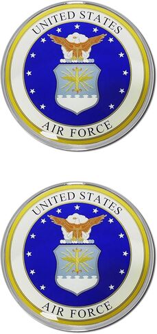 Elektroplate مرخصة رسميًا من Mini Air Force Crest OEM شعارات كروم للدراجات النارية والحرف المائية والديكورات | مقاس عالمي بمقاس 1.6 بوصة × 1.6 بوصة | مقاومة للعوامل الجوية | 2-حزمة in Saudi Arabia