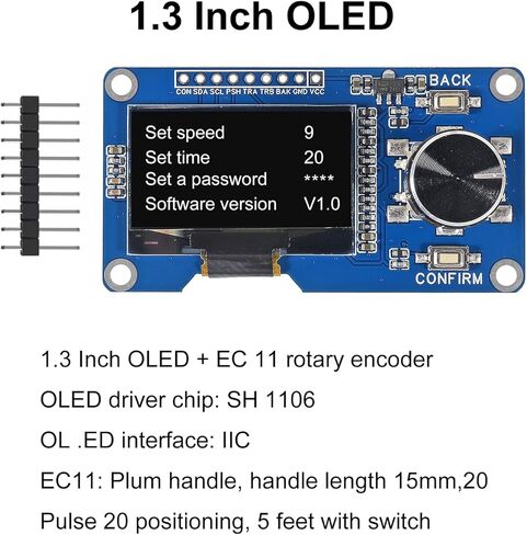 AITRIP 2 قطعة وحدة عرض OLED 0.96 بوصة مع أزرار EC11 جهاز تشفير دوار IIC واجهة شاشة LCD متوافقة مع Arduino in Kuwait