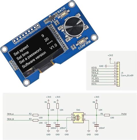 AITRIP 2 قطعة وحدة عرض OLED 0.96 بوصة مع أزرار EC11 جهاز تشفير دوار IIC واجهة شاشة LCD متوافقة مع Arduino in Kuwait