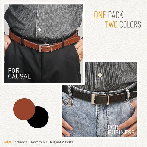 Men's Belt,Reversible Belt Adjustable For Gift Men 1.25"-Cut For Fit-2 Styles in 1 Belt(Not 2) in Saudi Arabia