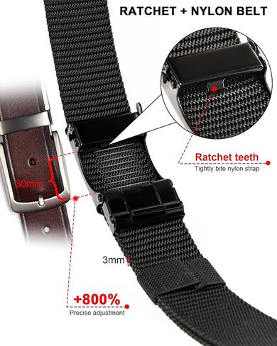 2-Pack Men's Nylon Tactical Belt - Ratchet Belts For Men with Quick Release Slide Buckle, Adjustable No-Hole Work Belt, Black Belts For Casual, Jeans, Outdoor & Everyday Wear in Saudi Arabia