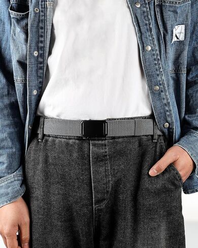 2-Pack Men's Nylon Tactical Belt - Ratchet Belts For Men with Quick Release Slide Buckle, Adjustable No-Hole Work Belt, Black Belts For Casual, Jeans, Outdoor & Everyday Wear in Saudi Arabia