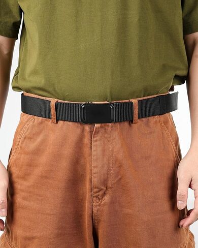 2-Pack Men's Nylon Tactical Belt - Ratchet Belts For Men with Quick Release Slide Buckle, Adjustable No-Hole Work Belt, Black Belts For Casual, Jeans, Outdoor & Everyday Wear in Saudi Arabia