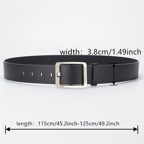 Men's Leather Belt with Classic Metal Buckle | Vintage Casual & Dress Waist Belt for Jeans | Gift for Men(Black with Silver Buckle) in Saudi Arabia