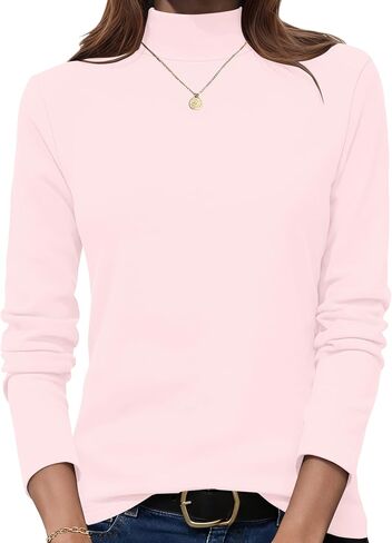AUSELILY Turtleneck Tops for Women Mock Neck Long Sleeve Shirts Basic Lightweight Women Losse Fit Tops in Saudi Arabia
