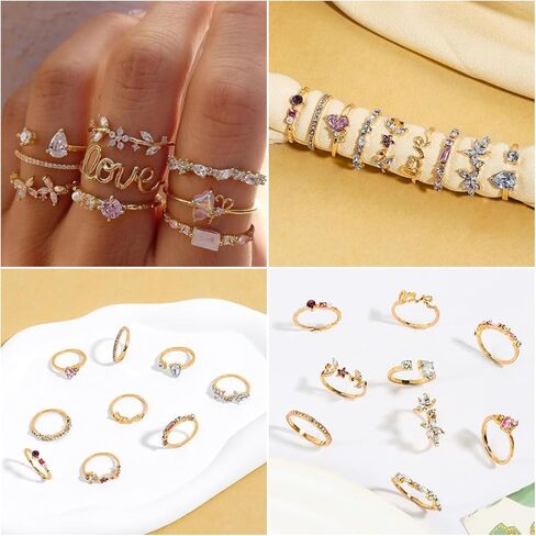 KOSMOS-LI Elegant Gold-Plated Fashion Jewelry Set Stocking Stuffers,3 Layered Necklaces with Butterfly Crystal Pendant, Heart Charm Bracelets, 36 Pairs Stud Earrings in Kuwait