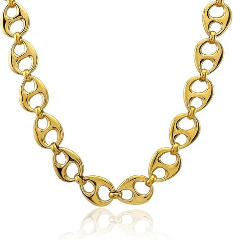 Waterproof 18K Gold Plated Stainless Steel Chunky Chain Big Pig Nose Oval Link Chain Necklace Bracelet Earring Set in Saudi Arabia