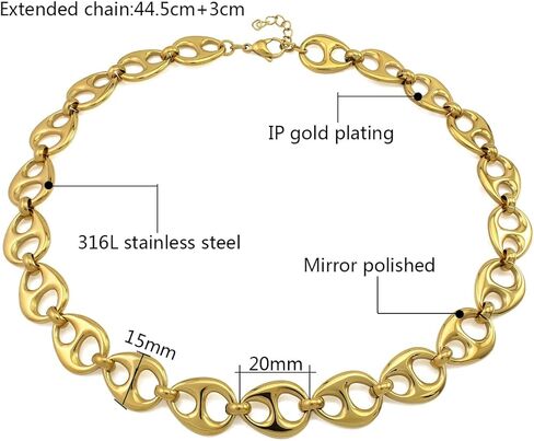 Waterproof 18K Gold Plated Stainless Steel Chunky Chain Big Pig Nose Oval Link Chain Necklace Bracelet Earring Set in Saudi Arabia