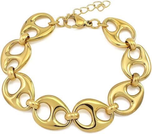 Waterproof 18K Gold Plated Stainless Steel Chunky Chain Big Pig Nose Oval Link Chain Necklace Bracelet Earring Set in Saudi Arabia