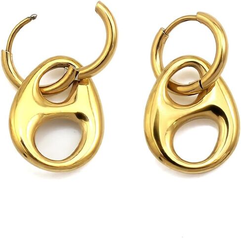 Waterproof 18K Gold Plated Stainless Steel Chunky Chain Big Pig Nose Oval Link Chain Necklace Bracelet Earring Set in Saudi Arabia
