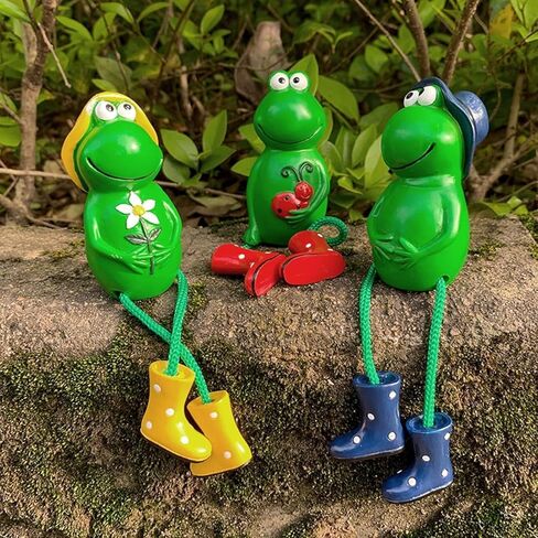 Cute Frog Garden Decor for Outside, Funny Resin Garden Statues Yard Decoration Outdoor, Unique Frog/Rabbit/Monkeys Art Figurines for Patio Lawn House (Frogs a) in Saudi Arabia