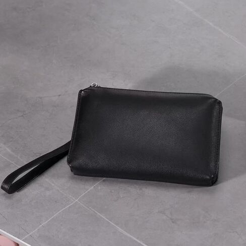 Classic Soft Genuine Leather Clutch Wallet for Men - Slim Vintage Design with RFID Protection for Daily Carry Gift Box in Kuwait