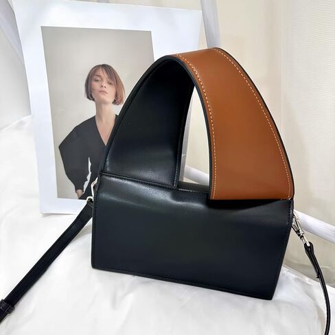 حقائب CACHIL 2026 النسائية الجديدة ذات المقبض العلوي، وحقائب كروس، وحقائب اليد، وحقائب السهرة، وحقائب هوبو، وحقائب الكتف، وحقائب اليد، وحقيبة يد عصرية متباينة من جلد البولي يوريثان باللونين البني والأسود مع أشرطة قابلة للتعديل | حقيبة 3 في 1 | حقيبة 3 في  in Kuwait