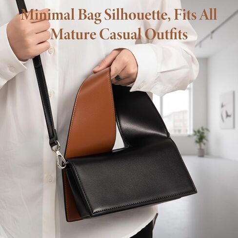 حقائب CACHIL 2026 النسائية الجديدة ذات المقبض العلوي، وحقائب كروس، وحقائب اليد، وحقائب السهرة، وحقائب هوبو، وحقائب الكتف، وحقائب اليد، وحقيبة يد عصرية متباينة من جلد البولي يوريثان باللونين البني والأسود مع أشرطة قابلة للتعديل | حقيبة 3 في 1 | حقيبة 3 في  in Kuwait