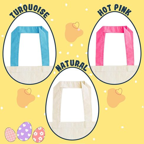 Generic Personalized Easter Egg Hunt Tote Bag Customized Easter Sack, Natural in Saudi Arabia