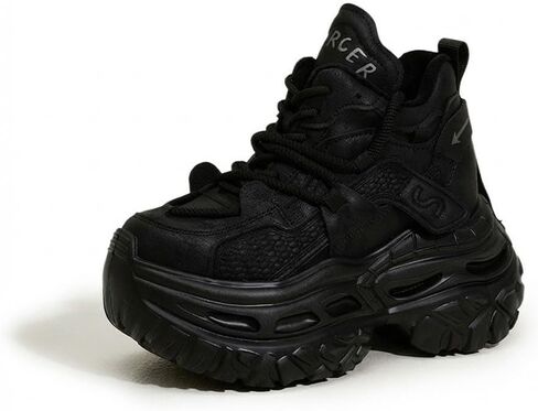 Women's High Top Chunky Dad Shoes, Fleece Lined Platform Sneakers with Hidden Height & Slip Resistant Sole, Warm Winter Shoes US Size in Saudi Arabia