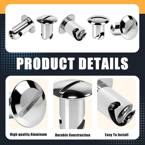 .500 Grip 7/16" Aluminum Button Oval Head Turn Quarter Dzus Fasteners, 10 Pcs-Chrome in Saudi Arabia
