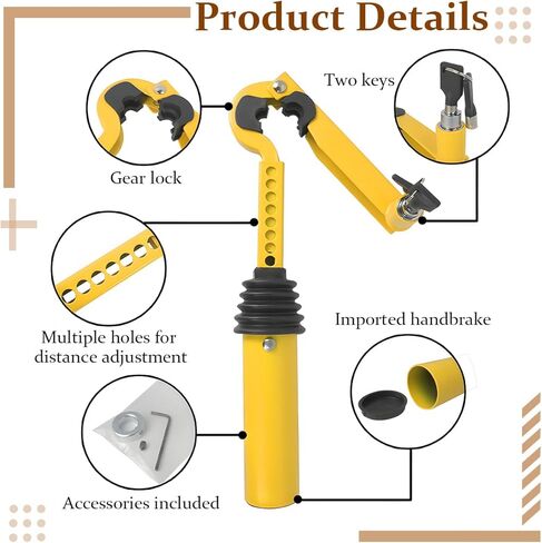 Car Gear Stick Lock, Anti-Theft Device Security Adjustable Vehicle Handbrake to Gear Stick Lock with 2 Keys, Automotive Manual Padlock Mechanism, Universal for SUV RV Truck in Saudi Arabia
