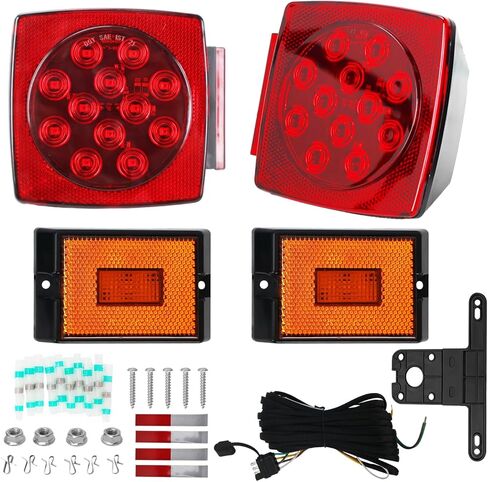 مجموعة إضاءة مقطورة LED غاطسة، IP67 مقاومة للماء 12 فولت، أضواء إشارة إيقاف الذيل مع حزام أسلاك بطول 25 قدمًا، أضواء مقطورة قارب بحري لشاحنة RV المساعدة، Luces Para Trailas أقل من 80 بوصة in Kuwait