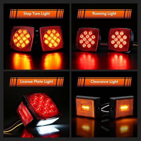 مجموعة إضاءة مقطورة LED غاطسة، IP67 مقاومة للماء 12 فولت، أضواء إشارة إيقاف الذيل مع حزام أسلاك بطول 25 قدمًا، أضواء مقطورة قارب بحري لشاحنة RV المساعدة، Luces Para Trailas أقل من 80 بوصة in Kuwait