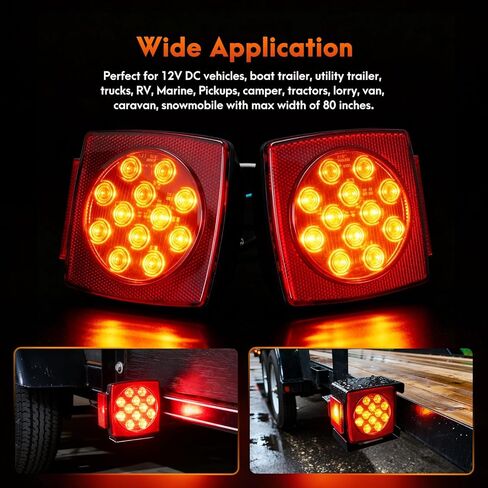 مجموعة إضاءة مقطورة LED غاطسة، IP67 مقاومة للماء 12 فولت، أضواء إشارة إيقاف الذيل مع حزام أسلاك بطول 25 قدمًا، أضواء مقطورة قارب بحري لشاحنة RV المساعدة، Luces Para Trailas أقل من 80 بوصة in Kuwait