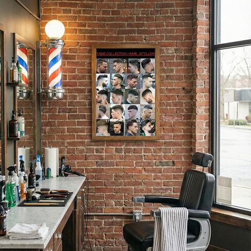 VMXWLL Barber Shop Decor - Fade Collection Men's Hairstyle Chart - Professional Canvas Wall Art for Barbershop & Salon - Haircut Reference Guide - Unframed 16x24 Inch in Saudi Arabia