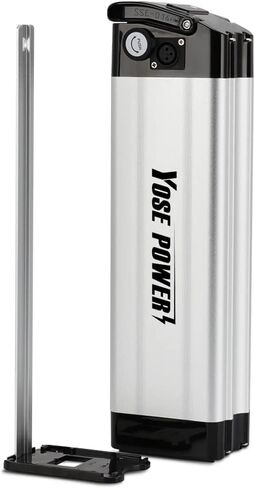 Yose Power 48V 10.4Ah Ebike Battery Sliver Fish Battery with USB Port Electric Bike for 250W/350W/500W Motor Electric Bicycle Seat Tube with Safe Lock Led Indicator Light 2 Pins Discharging Port in Kuwait