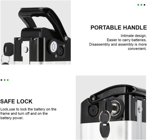 Yose Power 48V 10.4Ah Ebike Battery Sliver Fish Battery with USB Port Electric Bike for 250W/350W/500W Motor Electric Bicycle Seat Tube with Safe Lock Led Indicator Light 2 Pins Discharging Port in Kuwait