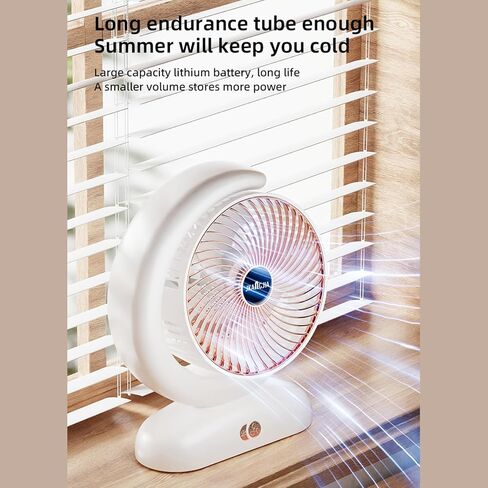 USB Charging Desktop Fan with Remote Control, 3 Speed Tabletop Circulation Fan, 5 Mode Lighting, 1H/2H Timer, for Home Office (Silver) in Kuwait