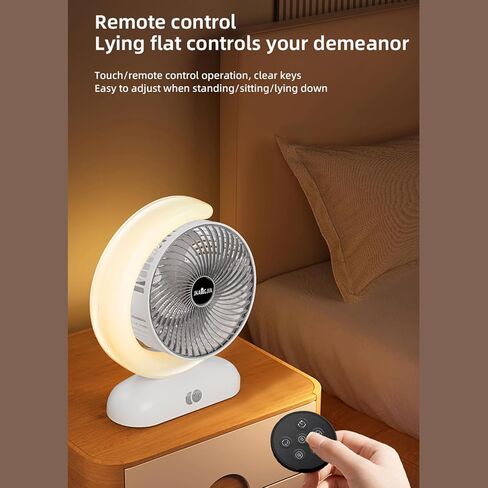USB Charging Desktop Fan with Remote Control, 3 Speed Tabletop Circulation Fan, 5 Mode Lighting, 1H/2H Timer, for Home Office (Silver) in Kuwait