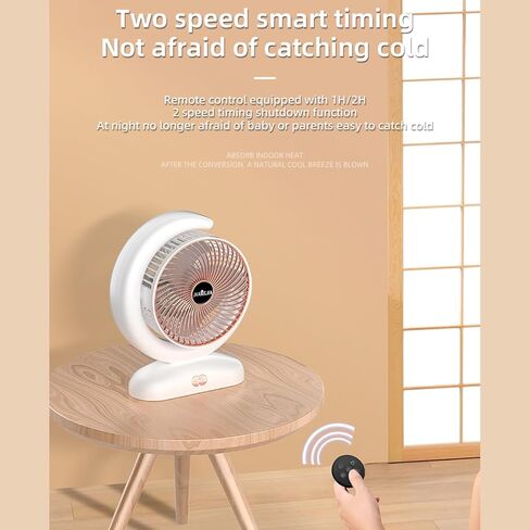 USB Charging Desktop Fan with Remote Control, 3 Speed Tabletop Circulation Fan, 5 Mode Lighting, 1H/2H Timer, for Home Office (Silver) in Kuwait