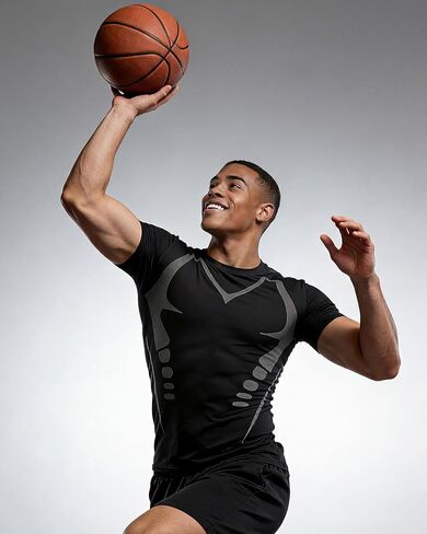 5 قطع من قمصان التدريب الرجالية بأكمام قصيرة باللونين الأسود والأبيض، تي شيرت رياضي ماص للرطوبة للرجال للجري in Kuwait