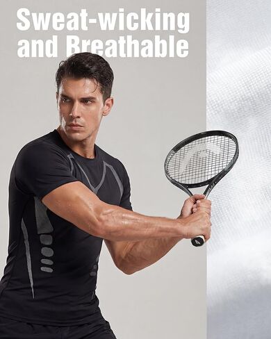 5 قطع من قمصان التدريب الرجالية بأكمام قصيرة باللونين الأسود والأبيض، تي شيرت رياضي ماص للرطوبة للرجال للجري in Kuwait