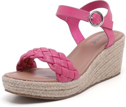 Wide Width Wedge Sandals for Women, Braided Ankle Strap Buckle Open Toe Summer Shoes Platform Espadrille Wedge Beach Women Sandals. in Saudi Arabia