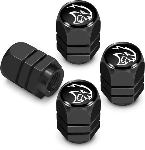 iPick Image for Dodge SRT Hellcat Logo in Black on Black Hexagon Shape Aluminum Tire Valve Stem Caps in Saudi Arabia