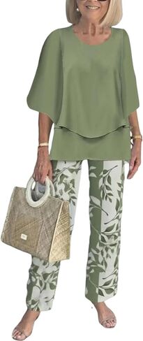 LOZ Lounge Sets for Women 2026 Summer Casual 3/4 Sleeve Shirts Wide Leg Pants Matching Tracksuit Sets Travel Outfits in Saudi Arabia