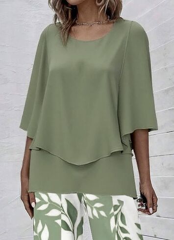 LOZ Lounge Sets for Women 2026 Summer Casual 3/4 Sleeve Shirts Wide Leg Pants Matching Tracksuit Sets Travel Outfits in Saudi Arabia