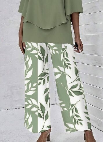 LOZ Lounge Sets for Women 2026 Summer Casual 3/4 Sleeve Shirts Wide Leg Pants Matching Tracksuit Sets Travel Outfits in Saudi Arabia