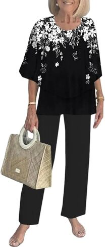 LOZ Lounge Sets for Women 2026 Summer Casual 3/4 Sleeve Shirts Wide Leg Pants Matching Tracksuit Sets Travel Outfits in Saudi Arabia